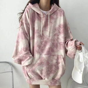 OEM ODM เสื้อฮู้ดดี้แฟชั่นลำลองสไตล์สตรีทแวร์ทรงโอเวอร์ไซส์ รุ่นใหม่ล่าสุดปี 2026 สำหรับผู้หญิง ลวดลายย้อมสีแบบ Tie-Dye ผ้าฟลีซเนื้อนุ่ม  รับผลิตตามแบบ - Product Image 1
