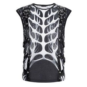 Hot Sell Men's Fashion Black <b>Gothic</b> Punk Streetwear Skeleton Print Vest Slim Fit Top Custom OEM ODM - Product Image 2