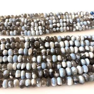 Cuentas de Ópalo Bicolor Azul Natural Facetadas en Forma de Rondelle para Joyería, Hilo de Piedras Sueltas - Product Image 4