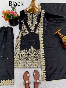 ชุดแต่งกายปากีสถานแบบดั้งเดิมของผู้หญิงชุดปันจาบิสำหรับปาร์ตี้ฤดูหนาวชุดผ้าจอร์เจียแบบเย็บตามสั่ง - Product Image 3