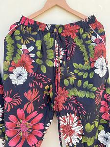 Ensemble pyjama en coton noir à fleurs, style indien, pour femmes - Product Image 6