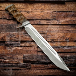 OEM Custom Handmade SIZZCO D2 Steel Fuller Bowie <b>Knife</b> Outdoor Hunting Survival Combat Tactical Fixed Blade Leather Sheath - Product Image 2