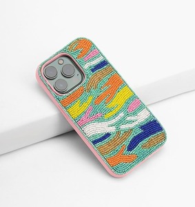 Funda de Teléfono Bordada con Cuentas de Algodón con Mapa de EE. UU. y Bandera, Estilo Étnico Auténtico, Lujosa, Cosida a Mano, a la Moda y Colorida - Product Image 2