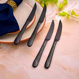 Ensemble de couteaux de cuisine de luxe Nightfall (4 pièces) en acier inoxydable, design moderne, logo de luxe, acier Damas gravé au laser 3Cr13 pour mariage - Product Image 4