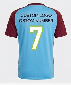 Camiseta de Fútbol Personalizada con Logotipo, para Hombre, Azul Claro y Marrón, Manga Corta, Cuello Redondo, Poliéster que Absorbe la Humedad, Corte Regular, Número de Equipo 7 - Product Image 2