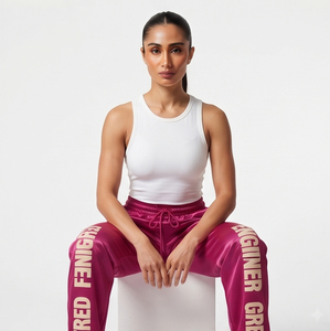 Pantalones Deportivos de Felpa 100% Poliéster para Mujer, Cintura con Cordón, Bordado Chenille, Pantalones Deportivos para Mujer - Product Image 5