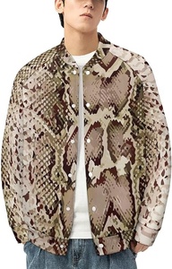 Veste bomber en cuir effet pour homme, manches longues, style streetwear décontracté, imperméable, coupe-vent, veste varsity en cuir - Product Image 4