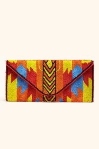 Multi Color Beaded Clutch Pouch Aztec Sequin Evening Purse Tribal Design <b>Crossbody</b> Handbag Women Party Chain Strap <b>Canvas</b> Wallet - Product Image 3