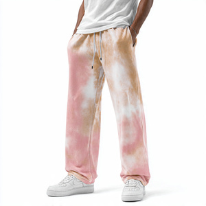 Pantalones de chándal anchos con efecto tie-dye y lavado ácido para hombre, 500 GSM, forro polar, estilo vintage, estilo urbano, pantalones holgados de invierno con efecto tie-dye - Product Image 4