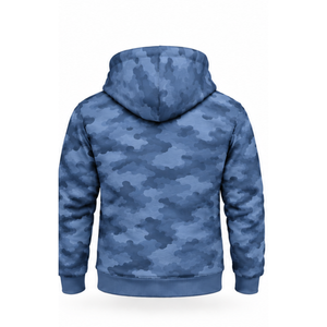 Conjunto Deportivo Unisex de Camuflaje Azul Denim, Sudadera con Cremallera Completa y Pantalones Jogger, Ropa Deportiva Casual Personalizada para Entrenamiento - Product Image 3