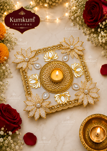 Hot Selling Indian Handmade <b>White</b> Lotus Tealight Candle Holder Rangoli Diwali Wedding Festive Home Decor Return Gift Favors - Product Image 2