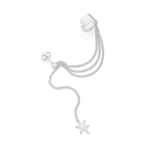 Pendientes Minimalistas de Plata de Ley 925 con Cadena y Dije de Estrella, Joyería Unisex para Uso Diario - Product Image 1