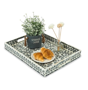 Elegante bandeja de nácar de 2 piezas en diferentes tamaños, bandeja cuadrada para organizar la cena y almacenar a un precio increíble. - Product Image 6