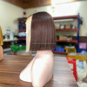 Peluca Bob de Cabello Humano Vietnamita Liso y Suave Marrón con Encaje Frontal, Puntas Gruesas, Densidad Personalizable - Product Image 1