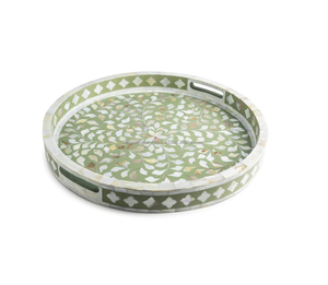 Plateau de service rectangulaire en bois naturel artisanal avec incrustations d'os pour la maison, les restaurants, les hôtels, en provenance d'Inde. - Product Image 3