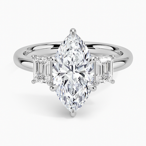 Bague BOJ 067 en argent 925, coupe marquise, trois pierres, halo solitaire, diamant 2 carats, couleur D, VVS1, moissanite certifiée GRA, prix bas - Product Image 1