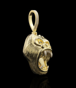Colgante de Gorila Chapado en Oro de 18K con Ojos y Dientes de Diamante, Estilo Hiphop, Joyería para Hombre, Regalo - Product Image 2