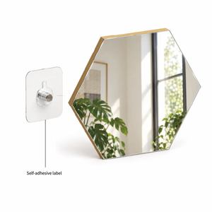 Frameless Hexagon Wall <b>Mirror</b> Pine Wood Backing <b>Self</b> <b>Adhesive</b> No Drill Modern DIY Bathroom Bedroom Home Decor - Product Image 6