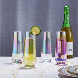 MyGift 9 oz Rainbow Iridescent <b>Stemless</b> <b>Champagne</b> <b>Flutes</b>, Set of 4 – Top-Rated Modern Toasting Glasses - Product Image 3