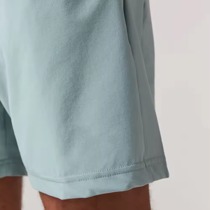 Ensemble T-shirt et short Bermuda pour homme, bleu clair, séchage rapide, couleur unie, vêtements décontractés, taille élastique, tricoté en polyester - Product Image 5