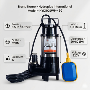 Hydroplus International 0.5HP Sewage <b>Submersible</b> <b>Pump</b> 32MM Outlet High Flow Durable Motor 220V For Domestic And Industrial Uses - Product Image 2