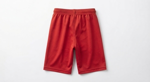 Shorts de sport unis pour hommes rouges, taille mi-haute, en toile, pour entraînement athlétique, séchage rapide, tenue d'équipe de football, avec cordon de serrage, logo personnalisé - Product Image 3