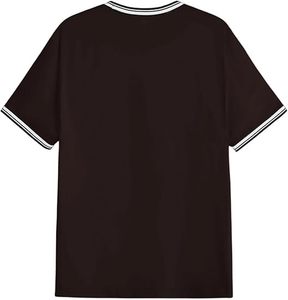 Camiseta de verano con cuello redondo y manga corta para hombre con estampado de letras y ribete a rayas - Product Image 3