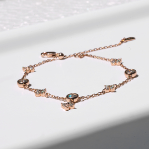 Bracelet élégant en or rose avec diamants ronds taille brillant, bijoux romantiques pour femme, ensemble cadeau de luxe pour tous les jours - Product Image 2