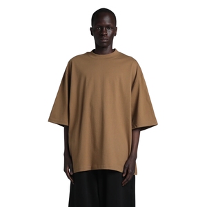 T-shirt en coton épais coupe boxy, personnalisable avec logo, épaules tombantes, couleur kaki, style streetwear, vente en gros - Product Image 1