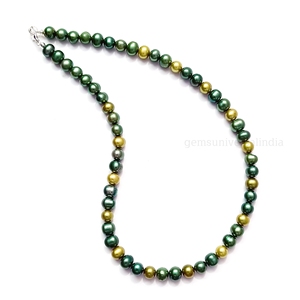 Collier ras-de-cou délicat en perles d'eau douce vertes naturelles, bijoux pour femmes et unisexe, perles en vrac, prix de gros, fournisseur en gros - Product Image 1