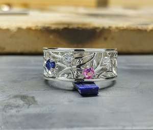 แหวนแต่งงานดีไซน์เนอร์แบบมินิมอลลิสต์ประดับไพลินสีน้ำเงินตัวเรือนเงินแท้ 925  งานแฮนด์เมดสำหรับผู้หญิง รุ่นใหม่ล่าสุด - Product Image 5