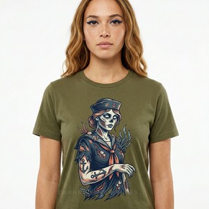 เสื้อยืดลายกราฟิก Zombie Debutante สำหรับผู้หญิง สไตล์วินเทจ ธีมงานกาล่าสยองขวัญ พิมพ์ลายตามสั่ง เสื้อแฟชั่นผ้าฝ้ายสำหรับผู้หญิง ขายส่งเสื้อผ้าสตรีทแวร์ - Product Image 2