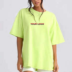 Camiseta de Manga Corta con Cuello Redondo Extra Grande para Mujer, Nueva Colección 2026, 100% Algodón, Transpirable, Color Sólido, Corte Holgado, Estilo Primavera-Verano - Product Image 4
