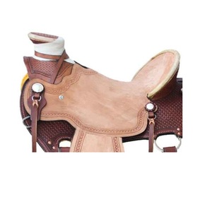 Selle de cheval Western en cuir marron, modèle Big Horn, avec panier, finition bronzée et cuir brut, assise rigide, de 10 à 18 pouces, ASHMIRA EQUESTIAN - Product Image 3