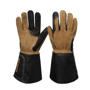 Gants de Soudure de Sécurité Premium TIG/MIG avec Doublure en Coton Doux, Résistance à la Chaleur, Protection des Mains et des Bras en Grain et Cuir de Vachette - Product Image 1