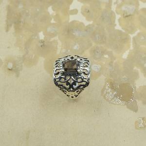 Smokey Quartz <b>Statement</b> <b>Ring</b> 925 Sterling Silver Handmade Vintage Filigree Wide Band Boho Men Women Jewelry Gift for Him Unisex - Product Image 2