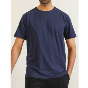 T-shirt homme bleu marine foncé uni, coupe classique, manches courtes, col rond, basique - Product Image 6