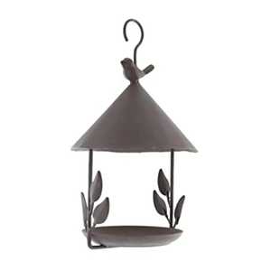 Comedero para Pájaros Minimalista de Metal con Forma de Sombrilla, Bandeja para Semillas de Aves Silvestres Colgante con Rama Decorativa y Adorno de Pájaro para Jardín Exterior - Product Image 1