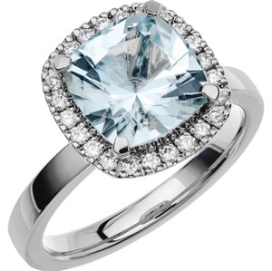 Anillo de compromiso y boda de lujo con topacio azul talla cojín, plata de ley 925, chapado en oro de 14K y engaste de garras, para fiesta - Product Image 1