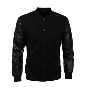 Veste de baseball streetwear personnalisée avec patch en chenille, manches en cuir PU, veste varsity avec fermeture éclair intérieure, vêtements d'hiver pour hommes - Product Image 3