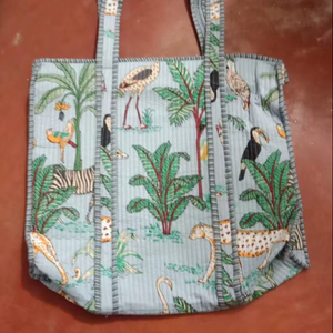 Quilted Cotton Tote Bag Eco Friendly Reusable Handmade Shopping Carry Bag Soft Lightweight Everyday Use <b>Gift</b> - Product Image 1