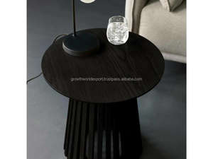 Mesa Auxiliar Moderna Negra con Listones, Mesa de Pedestal con Diseño Calado para Decoración de Sala de Estar, Mesa de Acento Negra Contemporánea 2026 - Product Image 5