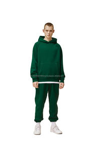 Sweat-shirt à capuche à manches raglan en polaire polaire lourd personnalisé Ensembles de sweats à capuche et de pantalons de survêtement de couleur unie - Product Image 2