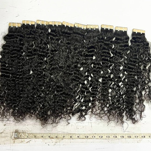Extensiones de cabello con cinta adhesiva para cutículas alineadas 100%, cabello indio de alta calidad con ondas profundas sueltas naturales, cabello con cinta de la mejor calidad - Product Image 6