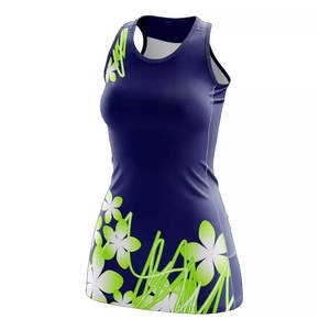 Vestido de tenis sin mangas para mujer, cuello redondo, estampado floral, transpirable, ajustado, de poliéster, ropa deportiva de verano, pedido al por mayor - Product Image 6