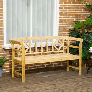 Panca da Giardino Rustica per 3 Persone con Schienale e Braccioli, Motivo a Rombi, per Esterni, Giardino e Parco - Product Image 2