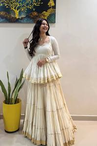 LAHENGA KEDIYU ( CHOLI ) PURE COTTON INNER <b>MICRO</b> COTTON GATA BORDER LACE WORK SUIT - Product Image 2