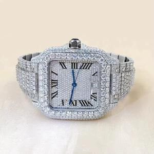 Montre en moissanite blanche de qualité export, sertie de diamants, pour homme, en acier inoxydable, étanche, style hip-hop, disponible au meilleur prix - Product Image 3
