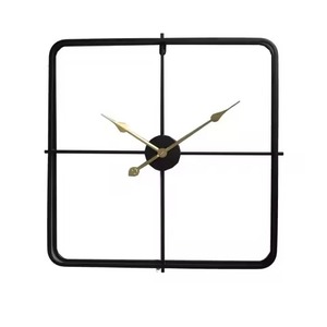 <b>Square</b> Shape Metal Wall Clock Abstract Premium Design Quartz Analog 60cm Oversized Industrial Style Living Room Clock - Product Image 1