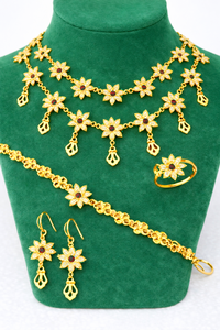 2024 Best Buy Ready 24K chapado en oro estilo Vintage fabricante indio inspirado conjunto de joyería de moda Comoras Mayotte-cobre rápido - Product Image 4
